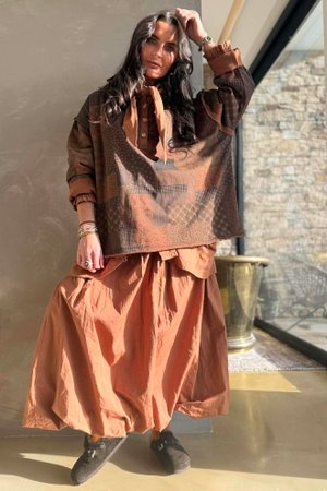 Hippie Shake Patchwork Sweatshirt Rust